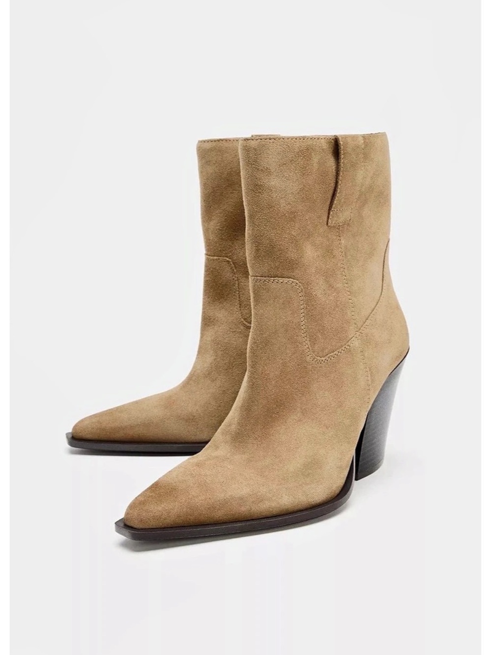 Zara Suede Cowboy Ankle boots